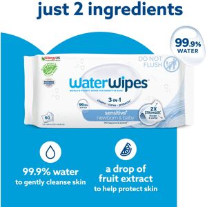 WaterWipes Sensitive+ Newborn & Baby Wipes, 720 Count (12 Packs), 3-In-1 Cleans, WaterWipes Sensitive+ Newborn & Baby Wipes, 720 Count (12 Packs), 3-In-1 Cleans,