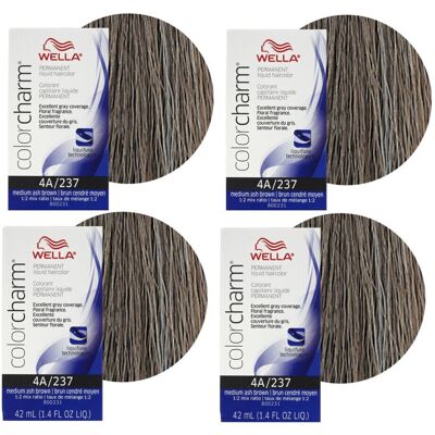 (4Pk 4A Medium Ash Brown ) Wella Color Charm Permanent Liquid Color Wella Perm (4Pk 4A Medium Ash Brown ) Wella Color Charm Permanent Liquid Color Wella Perm