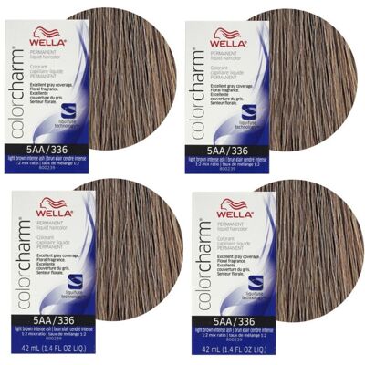 (4Pk 5AA Light Brown Intense Ash ) Wella Color Charm Permanent Liquid Color We (4Pk 5AA Light Brown Intense Ash ) Wella Color Charm Permanent Liquid Color We