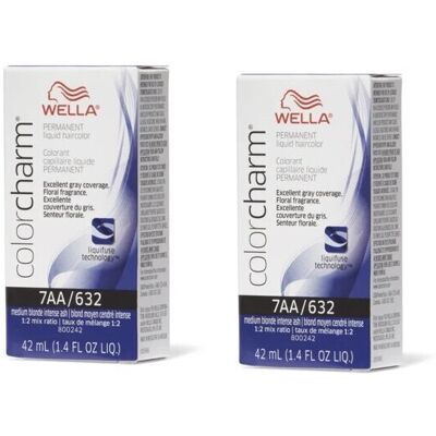 (2Pk 7AA Medium Blonde Intense Ash ) Wella Color Charm Permanent Liquid Color (2Pk 7AA Medium Blonde Intense Ash ) Wella Color Charm Permanent Liquid Color