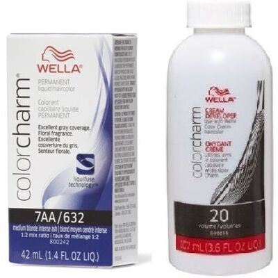 (7AA+ Developer (Vol. 20) 3.6oz) Wella Color Charm Permanent Liquid Color Well (7AA+ Developer (Vol. 20) 3.6oz) Wella Color Charm Permanent Liquid Color Well