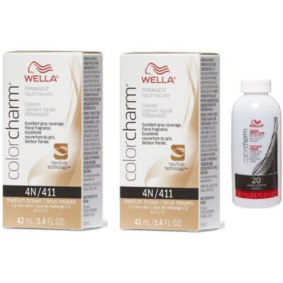 (4N+4N+Developer (Vol. 20) 3.6oz) Wella Color Charm Permanent Liquid Haircolor (4N+4N+Developer (Vol. 20) 3.6oz) Wella Color Charm Permanent Liquid Haircolor