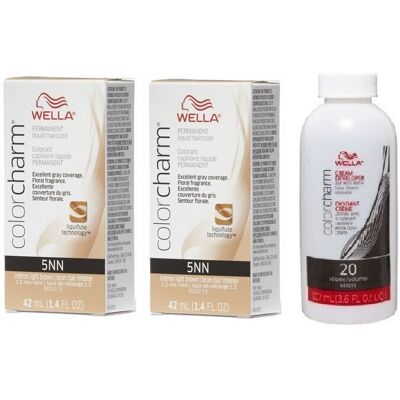 (5NN+5NN+Developer (Vol. 20) 3.6oz) Wella Color Charm Permanent Liquid Haircolor (5NN+5NN+Developer (Vol. 20) 3.6oz) Wella Color Charm Permanent Liquid Haircolor
