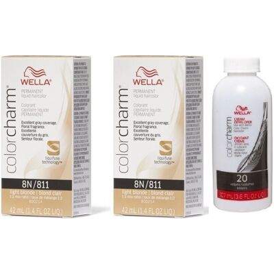 (8N+8N+Developer (Vol. 20) 3.6oz) Wella Color Charm Permanent Liquid Haircolor (8N+8N+Developer (Vol. 20) 3.6oz) Wella Color Charm Permanent Liquid Haircolor