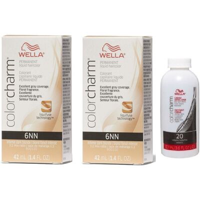 (6NN+6NN+Developer (Vol. 20) 3.6oz) Wella Color Charm Permanent Liquid Haircolor (6NN+6NN+Developer (Vol. 20) 3.6oz) Wella Color Charm Permanent Liquid Haircolor