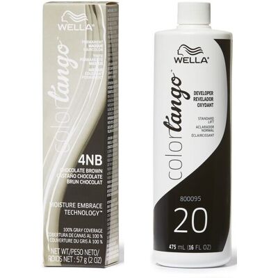 (4NB + Developer (Vol. 20) 16oz) Wella Color Tango 4NB Chocolate Brown Permanent (4NB + Developer (Vol. 20) 16oz) Wella Color Tango 4NB Chocolate Brown Permanent