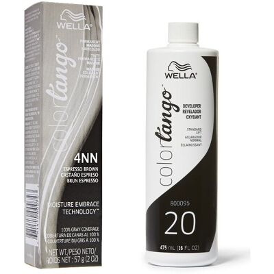 (4NN + Developer (Vol. 20) 16oz) Wella Color Tango 4NN Espresso Brown Permanent (4NN + Developer (Vol. 20) 16oz) Wella Color Tango 4NN Espresso Brown Permanent