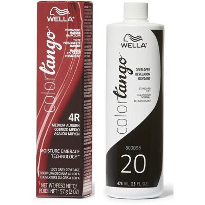 (4R + Developer (Vol. 20) 16oz) Wella Color Tango 4R Medium Aubur Permanent Hiar (4R + Developer (Vol. 20) 16oz) Wella Color Tango 4R Medium Aubur Permanent Hiar