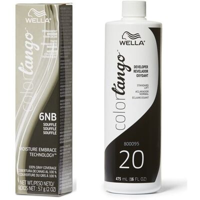 Wella (6NB + Developer (Vol. 20) 16oz) Well Color Tango 6NB Souffle Permanent Haircolo Wella (6NB + Developer (Vol. 20) 16oz) Well Color Tango 6NB Souffle Permanent Haircolo