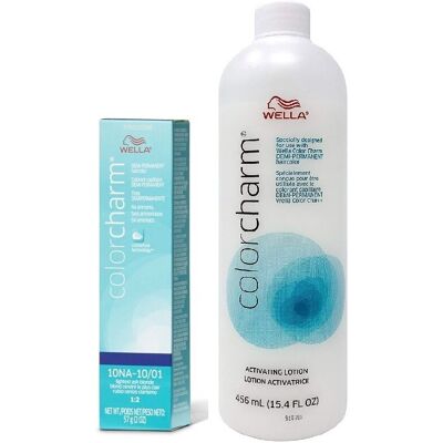 (10NA + Activating Lotion (15.4oz)) Wella Color Charm 10NA Lightest Ash Blonde D (10NA + Activating Lotion (15.4oz)) Wella Color Charm 10NA Lightest Ash Blonde D