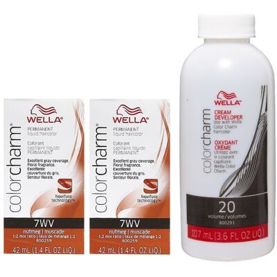 (7WV+ 7WV+Developer (Vol. 20) 3.6oz ) 7WV Nutmet Wella Color Charm Permanent Hai (7WV+ 7WV+Developer (Vol. 20) 3.6oz ) 7WV Nutmet Wella Color Charm Permanent Hai