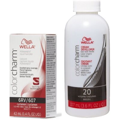 (6RV+ Developer (Vol. 20) 3.6oz) 6RV Cyclamen Wella Color Charm Permanent Hairco (6RV+ Developer (Vol. 20) 3.6oz) 6RV Cyclamen Wella Color Charm Permanent Hairco