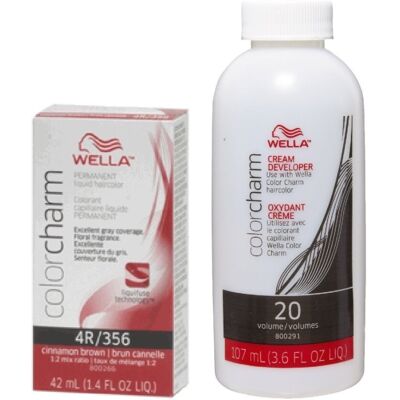 (4R + Developer (Vol. 20) 3.6oz ) 4R Cinnamon Brown Wella Color Charm Permanent (4R + Developer (Vol. 20) 3.6oz ) 4R Cinnamon Brown Wella Color Charm Permanent