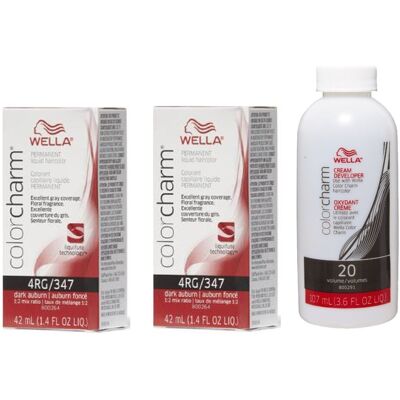 (4RG + 4RG + Developer (Vol. 20) 3.6oz ) 4RG Dark Auburn Wella Color Charm Perma (4RG + 4RG + Developer (Vol. 20) 3.6oz ) 4RG Dark Auburn Wella Color Charm Perma