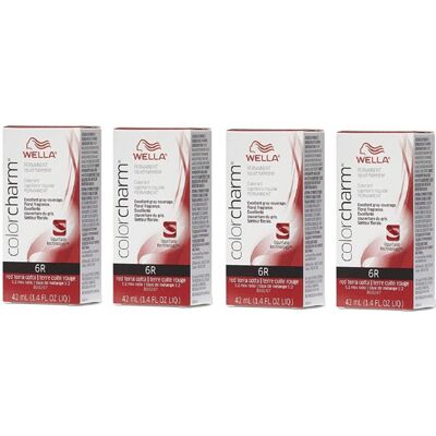 (6R – pack of 4) 6R Red Terra Cotta Wella Color Charm Permanent Haircolor (6R – pack of 4) 6R Red Terra Cotta Wella Color Charm Permanent Haircolor