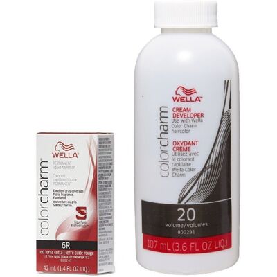 (6R+ Developer (Vol. 20) 3.6oz) 6R Red Terra Cotta Wella Color Charm Permanent H (6R+ Developer (Vol. 20) 3.6oz) 6R Red Terra Cotta Wella Color Charm Permanent H