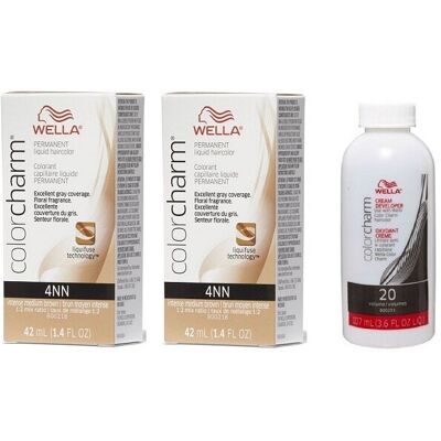 (4NN + 4NN + Dev(vol20)3.6oz) Wella 4NN Intense Medium Brown Color Charm Permane (4NN + 4NN + Dev(vol20)3.6oz) Wella 4NN Intense Medium Brown Color Charm Permane