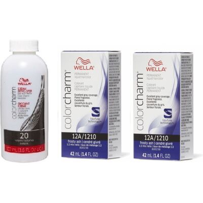 (12A(2)+Dev(Vol.20)3.6oz) Wella 12A Frosty Ash Color Charm Permanent Liquid Hair (12A(2)+Dev(Vol.20)3.6oz) Wella 12A Frosty Ash Color Charm Permanent Liquid Hair