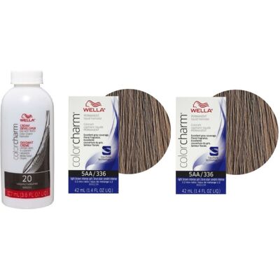 (5AA(2)+Dev(Vol.20)3.6oz) Wella 5AA Light Brown Intense Ash Color Charm Permanen (5AA(2)+Dev(Vol.20)3.6oz) Wella 5AA Light Brown Intense Ash Color Charm Permanen
