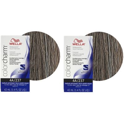 (4A - (2pks)) Wella 4A Medium Ash Brown Color Charm Permanent Liquid Haircolor (4A - (2pks)) Wella 4A Medium Ash Brown Color Charm Permanent Liquid Haircolor
