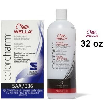 (5A+Dev(Vol.20)32oz) Wella 5A Light Ash Brown Color Charm Permanent Liquid Hairc (5A+Dev(Vol.20)32oz) Wella 5A Light Ash Brown Color Charm Permanent Liquid Hairc