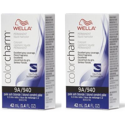 (9A/940 - pack of 2) Wella 10A Palest Ash Blonde Color Charm Permanent Liquid Ha (9A/940 - pack of 2) Wella 10A Palest Ash Blonde Color Charm Permanent Liquid Ha