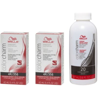 (4R(2)+Dev(Vol.20)3.6oz) Wella Color Charm 4R Cinnamon Brown Permanent Liquid Ha (4R(2)+Dev(Vol.20)3.6oz) Wella Color Charm 4R Cinnamon Brown Permanent Liquid Ha