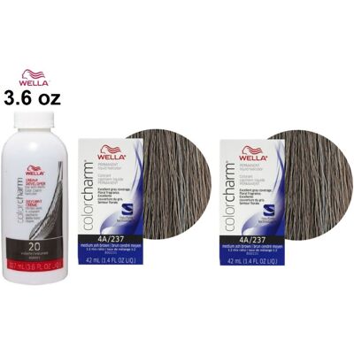 (4A(2)+Dev(Vol.20)3.6oz) Wella 4A Medium Ash Brown Color Charm Permanent Liquid (4A(2)+Dev(Vol.20)3.6oz) Wella 4A Medium Ash Brown Color Charm Permanent Liquid