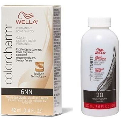 (6NN + Developer (Vol.20)3.6oz) Wella 6NN Intense Dark Blonde Color Charm Perman (6NN + Developer (Vol.20)3.6oz) Wella 6NN Intense Dark Blonde Color Charm Perman