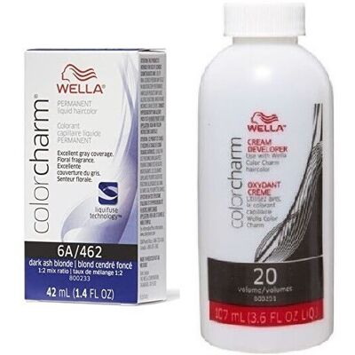 (6A+Developer (Vol. 20) 3.6oz) Wella 10A Palest Ash Blonde Color Charm Permanent (6A+Developer (Vol. 20) 3.6oz) Wella 10A Palest Ash Blonde Color Charm Permanent