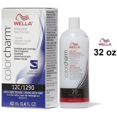(12C+Dev(Vol.20)32oz) Wella 12C Ultra Light Blonde Color Charm Permanent Hair Co (12C+Dev(Vol.20)32oz) Wella 12C Ultra Light Blonde Color Charm Permanent Hair Co
