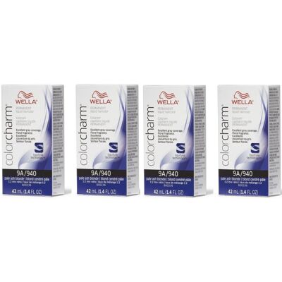 (9A/940 - pack of 4) Wella 9A Pale Ash Blonde Color Charm Permanent Liquid Hairc (9A/940 - pack of 4) Wella 9A Pale Ash Blonde Color Charm Permanent Liquid Hairc