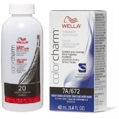(7A+Developer (Vol. 20) 3.6oz) Wella 7A Medium Smokey Ash Blonde Color Charm Per (7A+Developer (Vol. 20) 3.6oz) Wella 7A Medium Smokey Ash Blonde Color Charm Per