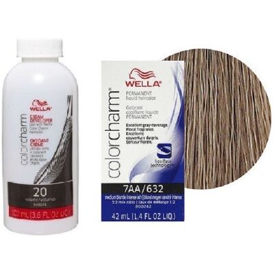 (7AA/+Developer (Vol. 20) 3.6oz) Wella 9A Pale Ash Blonde Color Charm Permanent (7AA/+Developer (Vol. 20) 3.6oz) Wella 9A Pale Ash Blonde Color Charm Permanent