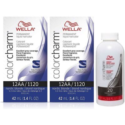 (12A+12A+Dev (Vol. 20) 3.6oz) Wella 7A Medium Smokey Ash Blonde Color Charm Perm (12A+12A+Dev (Vol. 20) 3.6oz) Wella 7A Medium Smokey Ash Blonde Color Charm Perm