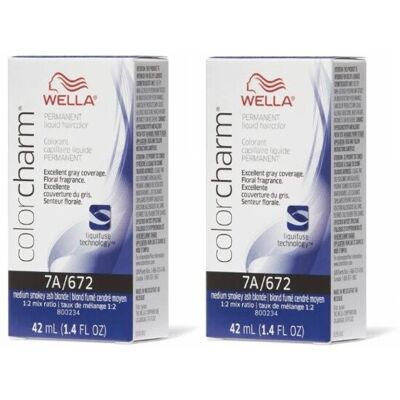 (7A/672 - pack of 2) Wella 6AA Dark Blonde Intense Ash Color Charm Permanent Liq (7A/672 - pack of 2) Wella 6AA Dark Blonde Intense Ash Color Charm Permanent Liq