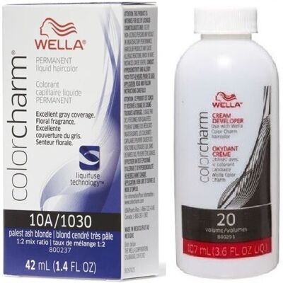 (10A+Dev (Vol. 20) 3.6oz) Wella 6AA Dark Blonde Intense Ash Color Charm Permanen (10A+Dev (Vol. 20) 3.6oz) Wella 6AA Dark Blonde Intense Ash Color Charm Permanen