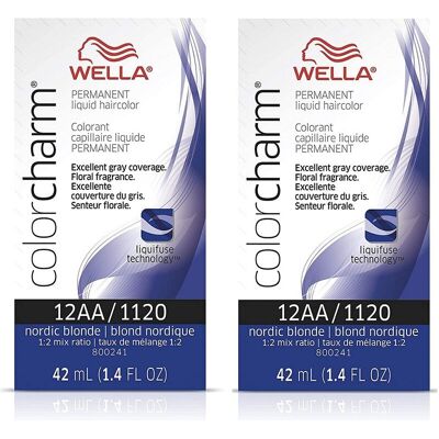 (12AA (2pks)) Wella 6AA Dark Blonde Intense Ash Color Charm Permanent Liquid Hai (12AA (2pks)) Wella 6AA Dark Blonde Intense Ash Color Charm Permanent Liquid Hai