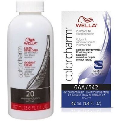 (6AA+Dev (Vol. 20) 3.6oz) Wella 7A Medium Smokey Ash Blonde Color Charm Permanen (6AA+Dev (Vol. 20) 3.6oz) Wella 7A Medium Smokey Ash Blonde Color Charm Permanen