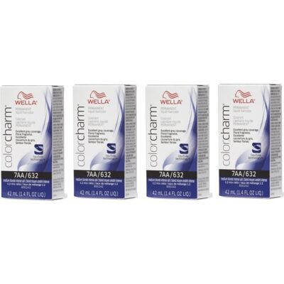 (7AA/632 - pack of 4) Wella 6AA Dark Blonde Intense Ash Color Charm Permanent Li (7AA/632 - pack of 4) Wella 6AA Dark Blonde Intense Ash Color Charm Permanent Li