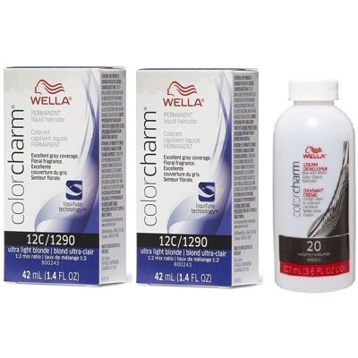 (12C+12C+Dev (Vol. 20) 3.6oz) Wella 7A Medium Smokey Ash Blonde Color Charm Perm (12C+12C+Dev (Vol. 20) 3.6oz) Wella 7A Medium Smokey Ash Blonde Color Charm Perm