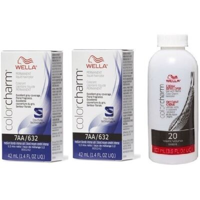 (7AA+7AA+Dev (Vol. 20) 3.6oz) Wella 7A Medium Smokey Ash Blonde Color Charm Perm (7AA+7AA+Dev (Vol. 20) 3.6oz) Wella 7A Medium Smokey Ash Blonde Color Charm Perm