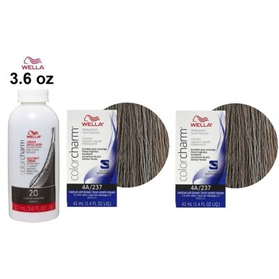 (4A+4A+Dev (Vol.20) 3.6oz) Wella 6A Dark Ash Blonde Color Charm Permanent Liquid (4A+4A+Dev (Vol.20) 3.6oz) Wella 6A Dark Ash Blonde Color Charm Permanent Liquid