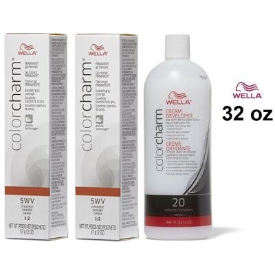 (5WV(2)+Dev(Vol.20)32oz) Wella Color Charm 5WV Cinnamon Permanent Gel Haircolor (5WV(2)+Dev(Vol.20)32oz) Wella Color Charm 5WV Cinnamon Permanent Gel Haircolor
