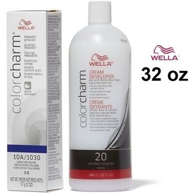 (10A+Dev(Vol.20)32oz) Wella Color Charm 10A/1030 Palest Ash Blonde Permanent Gel (10A+Dev(Vol.20)32oz) Wella Color Charm 10A/1030 Palest Ash Blonde Permanent Gel