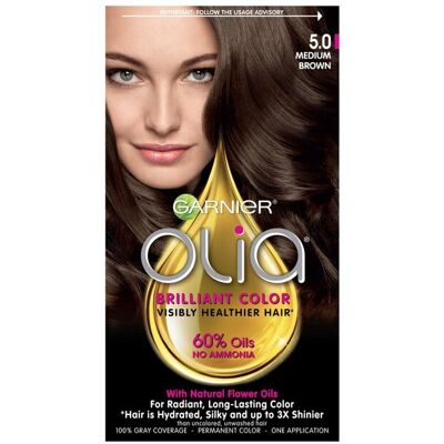 Garnier Olia Oil Powered Permanent Hair Color, 5.0 Medium Brown, 1 Kit Garnier Olia Oil Powered Permanent Hair Color, 5.0 Medium Brown, 1 Kit