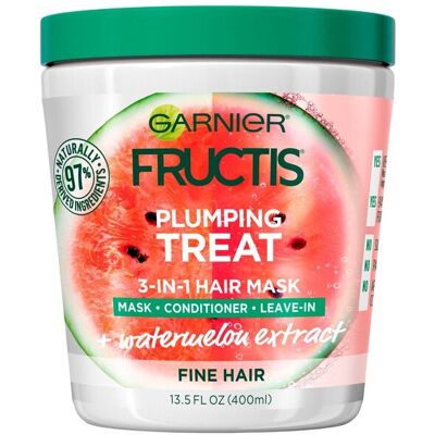 Garnier Fructis Plumping Treat Nourishing Repairing 3-in-1 Hair Mask, 13.5 fl oz Garnier Fructis Plumping Treat Nourishing Repairing 3-in-1 Hair Mask, 13.5 fl oz