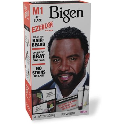 Bigen EZ Colour for Men M1 Jet Black - Permanent Colour for Hair and Beard - Exc Bigen EZ Colour for Men M1 Jet Black - Permanent Colour for Hair and Beard - Exc