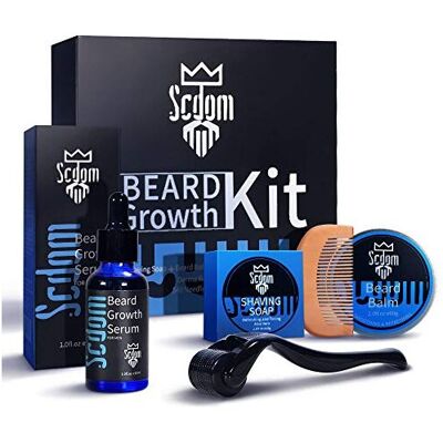 Beard Growth Kit, Scdom Grow a Beard Kit for Men with Titanium Derma Roller + Be Beard Growth Kit, Scdom Grow a Beard Kit for Men with Titanium Derma Roller + Be