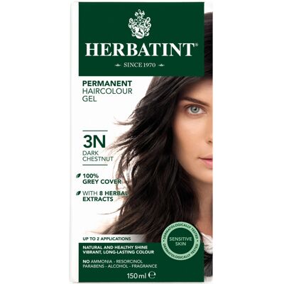 Herbatint - Permanent Hair Colour Gel - Dark Chestnut - 3N - 150ml - Hair Colour Gel Herbatint - Permanent Hair Colour Gel - Dark Chestnut - 3N - 150ml - Hair Colour Gel
